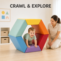 Tunnel de jeu hexagonal souple pour enfants, tunnel modulaire en mousse coloré pour crèches et maternelles, vente en gros OEM