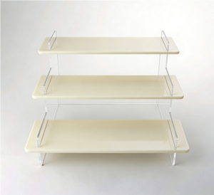 Espositore a gradini moderno minimalista in acrilico - Ripiano lucido da banco per esposizioni in negozio, cosmetici, profumi, oggetti da collezione - Product Image 4