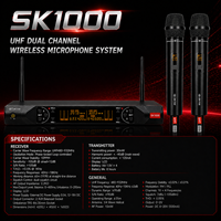 Sistem Mikrofon Nirkabel Profesional Berkinerja Tinggi JINJUE SK1000 100 Meter 2 Kanal untuk KTV dan Panggung