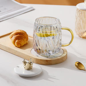 Nouvelle tasse en verre borosilicate isolée, design élégant, avec couvercle et cuillère, résistante à la chaleur et au vent, pour le bureau, le thé, le café, le lait et l'eau - Product Image 3