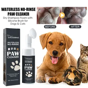 Yegbong 100% Natural Organic Waterless No-Rinse Dry Shampoo Foam With Silicon Brush For Pet Dog Paw Cleaner