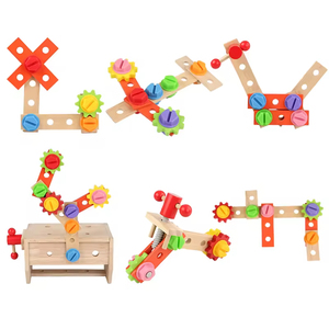 Ensemble de jeu de charpentier en bois pour enfants, boîte à outils éducative <span class=keywords><strong>avec</strong></span> vis et écrous assortis, kit de construction pour <span class=keywords><strong>les</strong></span> enfants d'âge préscolaire - Product Image 6