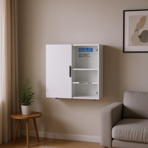 Caroleen 1-Door <b>Wall</b> <b>Cabinet</b> White 1 Shelf Hinged Door <b>Living</b> <b>Room</b> Decor - Product Image 2