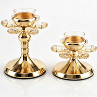 Porte-bougie à la bougie tealight en cristal doré de luxe avec gobelet en verre