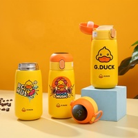 Nouveau design de gobelet à température LED sous vide intelligent en acier à double paroi avec caneton jaune et mignon pour enfants bouteille d'eau avec couvercle rabattable