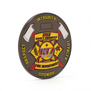 Moneta commemorativa personalizzata in metallo <span class=keywords><strong>di</strong></span> alta qualità, in lega <span class=keywords><strong>di</strong></span> zinco placcata oro, con logo inciso in smalto morbido a tema antincendio, fusione moderna a doppio strato - Product Image 1