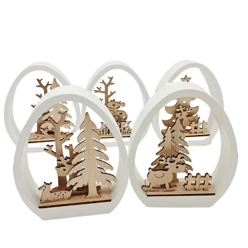 Copeaux de bois sculptés créatifs arbre de noël wapiti bonhomme de neige accessoires cadeau joyeux noël lettre pendentif décoration de la maison fournitures