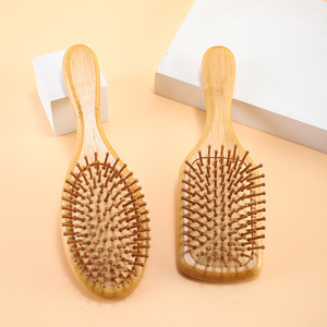 Kysiea Ensemble de brosses à cheveux en bambou pour massage du cuir chevelu, avec vibration et chaleur instantanée, modèles ovale moyen et carré 20cm+, en bambou Nan, design personnalisé pour - Product Image 1