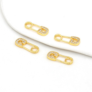 Épingles de sûreté plaquées or avec zircon pour la fabrication de bijoux DIY, composants de forme rectangulaire, perles argentées et dorées, accessoires - Product Image 5