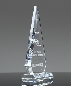 Premio diamante acrilico smussato trasparente piramide di Lucite Skyline selezione Verse Pre-scritta trofeo inciso per lavoro di squadra aziendale