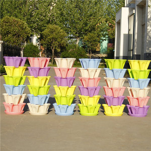 Pot de fleurs vertical empilable en plastique d'intérieur avec plateau à roulettes, jardinière pour légumes, fraises, semis, écologique, durable, jardin - Product Image 1