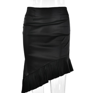 European And American Style Pleated Midi <b>Skirt</b> Women Satin Fishtail Solid Color Shiny Micro <b>Elasticity</b> Natural Waistline - Product Image 5