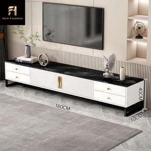 Nouveaux tiroirs de rangement en bois noir et or de haute qualité Supports TV Meubles de salon d'appartement - Product Image 4