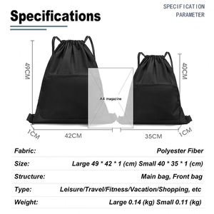 Sac à dos personnalisé Oxford imperméable avec cordon de serrage et poche avant zippée, idéal pour le sport et la gym – Meilleure vente - Product Image 4