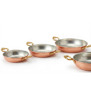 Traditional Chinese Copper Sauce <b>Pans</b> With Brass <b>Handles</b> Handmade Polished Metal For Kitchen Use And Home Use - Product Image 1