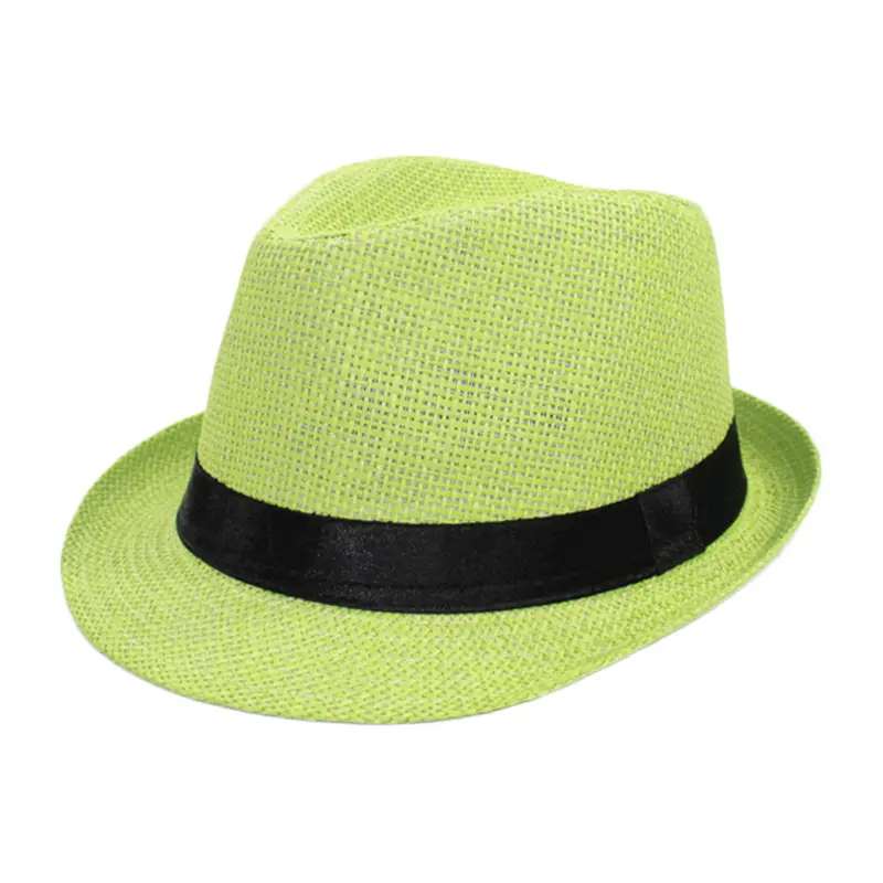 Neue billige hawaiian ische Küsten urlaub Panama Fedora Hüte Stroh schwarz weiß klassisch Designer Jazz Fedora Strohhüte für Männer