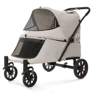 Chariot pour animaux de compagnie pour petits chiens et chats, léger, pliable, en métal, design parapluie à 8 roues avec grand espace pour une utilisation en extérieur - Product Image 1