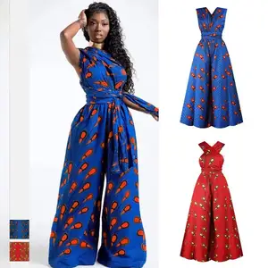 Fashion Women African Jumpsuit Print Summer Africa Clothing Dashiki Ankara Bandage Trousers Multiple Wear Batik Pant