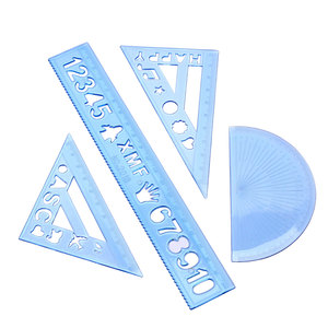 Ensemble de 4 règles géométriques transparentes BECOL, 20 cm, en plastique, pas cher, kit d'instruments mathématiques pour étudiants - Product Image 1