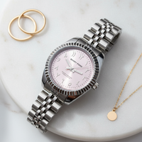 Montre à quartz Miyota pour femme BARRY POLO, bracelet en acier inoxydable, verre alliage, aiguilles, accents de strass roses, mode, étanche 3 ATM