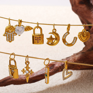 เครื่องประดับสไตล์ยุโรปอเมริกันย้อนยุคโบฮีเมียน DIY รูปหัวใจดอกไม้ประดับเพชร ชุบทอง 18K ผลิตจากโลหะผสมสังกะสี เหมาะสำหรับทั้งชายและหญิง - Product Image 3