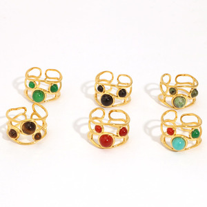 Tính Khí Vàng Nhẫn Quý Cổ Điển Hình Bầu Dục Màu Xanh Lá Cây Đá Quý Bead Vòng Dễ Dàng Phù Hợp Cao-End Rực Rỡ Xu Hướng Đồ Trang Sức Cho Phụ Nữ - Product Image 3