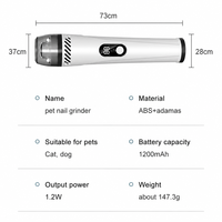Lime à ongles électrique améliorée pour chien avec lumière LED, 2 vitesses, silencieuse, lime à griffes indolore pour chat, rechargeable par USB, en plastique