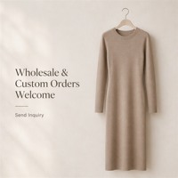Vestido Casual de Punto para Mujer, Largo Medio, Color Sólido, con Botones Decorativos, Cintura Natural, Lavable