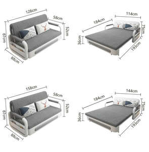 Juego de sofás de madera maciza de estilo japonés, muebles de 3 plazas, 3 en 1 sofá cama, sofá cama funcional - Product Image 6
