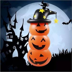 Lanterne citrouille d'Halloween en PVC jaune empilable avec décoration chapeau de sorcière, légère et pliable - Product Image 2