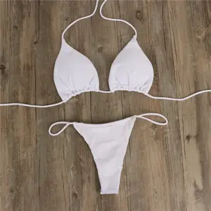 Fashion New Solid Skinny Backless High Elasticity Bikini Sexy Solid Color Festival Women's Swimsuit Set Bikini Swimwear