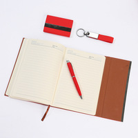 Set Hadiah Bisnis Mewah Berkualitas Tinggi dengan Logo Custom, Cetak Sablon Sutra, Notebook Kulit PU, Pena, Tempat Kartu, Gantungan Kunci, untuk Perusahaan