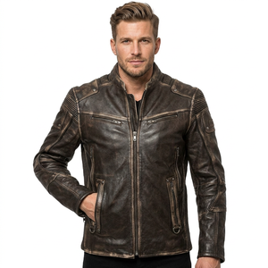 Veste en cuir longue et fine pour homme, élégante, coupe ajustée, respirante, de haute qualité, mode hiver, veste en cuir véritable pour homme - Product Image 1