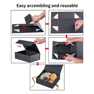 Customized Printing Clothing Cosmetic <b>Gift</b> Folding Cardboard Packaging <b>Magnetic</b> Paper <b>Box</b> with Ribbon Bow - Product Image 3