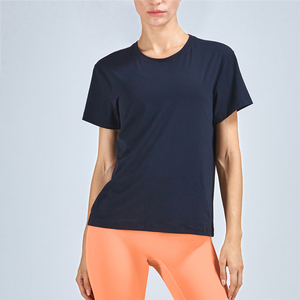 Logo personnalisé de haute qualité de luxe lâche col rond entraînement Sport T-shirts maille doux femmes <span class=keywords><strong>Yoga</strong></span> Gym Fitness à manches courtes t-shirt - Product Image 6