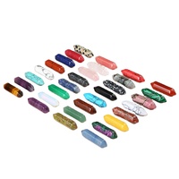Mini baguettes en cristal faites à la main de 8x32mm Chakra de colonne hexagonale à Double pointe assortie de pierres précieuses naturelles