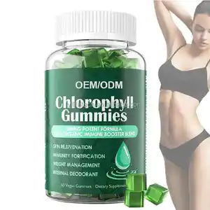 Gomas de clorofila OEM, extrato de clorofila, doces gomosos com vitamina D, ferro e cálcio para aumentar a energia e desintoxicar