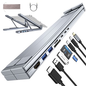 حامل كمبيوتر محمول مع قاعدة توصيل من نوع TypeC، ومقسم <span class=keywords><strong>USB</strong></span> متعدد الوظائف ومحمول، ومحول HDMI - Product Image 3