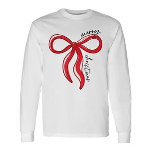 Maglietta a Maniche Lunghe Rossa con Fiocco Natalizio, Stile Coquette, Regalo per le Festività - Product Image 1