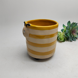 Maceta de cerámica para suculentas, decoración nórdica para el hogar, <span class=keywords><strong>abeja</strong></span>, orquídea, dorada, hecha a mano, barata, venta al por mayor - Product Image 5