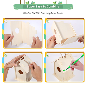 Kit de maisonnettes pour oiseaux en bois à faire soi-même, vente en gros, pour la décoration, les loisirs créatifs et les jouets pour enfants - Product Image 5