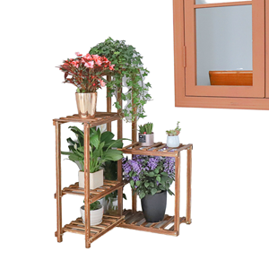 Support à plantes en bois à plusieurs niveaux, pour l'intérieur et l'extérieur, support d'angle pour pot de fleurs, étagère de présentation pour balcon et jardin - Product Image 1