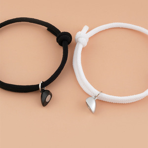 2Pcs Set Handmade Adjustable Heart Magnet Bond <strong>Touch</strong> <strong>Long</strong> <strong>Distance</strong> Love Friendship Couple Matching Rope <strong>Bracelet</strong> - Product Image 2