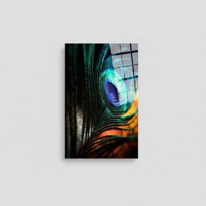 Lienzo Impreso: Arte Moderno de Pared con Plumas de Pavo Real en Vidrio Templado - Product Image 2