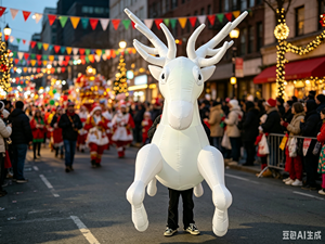 Costume Gonfiabile da <span class=keywords><strong>Cervo</strong></span> Natalizio Indossabile, Mascotte Interattiva di Alce che Cammina con Luci LED per Parate Festive - Product Image 1