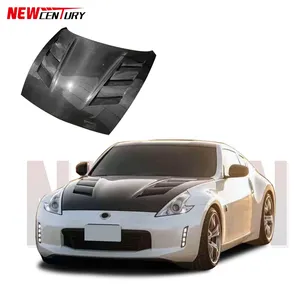 Adecuado para capó perforado de fibra de carbono modificado Nissan 370Z, cubierta especial de protección del compartimento del motor para automóviles