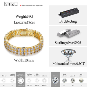 Pulsera de tenis de moissanita, 2 filas, 6mm, 8mm, 10mm, Plata de Ley 925, VVS1 D, Color moissanita con certificación GRA - Product Image 6