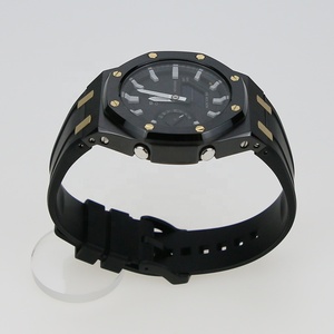 Boîtier en acier inoxydable 316L de kit de mod de couleur noire d'IP GA2100 avec la vis d'or de bracelet de montre de silicone pour le boîtier de montre GA-<span class=keywords><strong>2100</strong></span> - Product Image 6