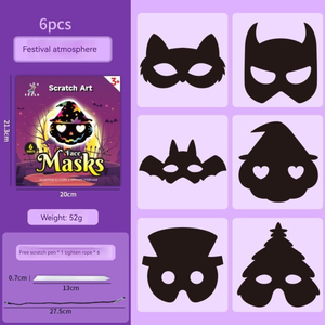 Masque à gratter créatif YUELU <span class=keywords><strong>pour</strong></span> enfants, thème <span class=keywords><strong>Halloween</strong></span>, découpe à l'emporte-pièce, jouets de graffiti DIY, ensemble de peinture à gratter <span class=keywords><strong>pour</strong></span> cadeau de fête - Product Image 6