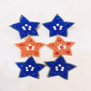 Cute <b>Handmade</b> Paw Beaded <b>Earrings</b> Purple and Gold Lightweight Jewelry for Women Everyday Wear Casual Dress Fashion Accessories - Product Image 2